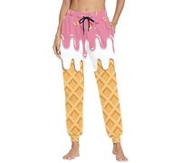 Renewold Men's Sweatpants Women's Sweatpants Athletic Sport Sweat Pants Ice Cream Print Jogging Pants Yoga Clothing Women Men Pajama Bottoms with Pockets Elastic Waist and Drawstring Size XL