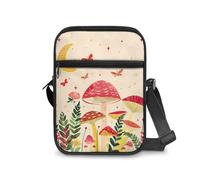 Renewold Messenger Bag Crossbody Bag Casual Travel Working Tools Bag Shoulder Bag Hold Cell Phone Pen Sunglasses Casual Athletic Purse for Adult Kids Cute Mushroom