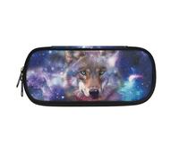 Renewold Pencil Pen Case Pencil Bag Pouch Box Organizer Cases Galaxy Wolf Stylish Print Desk Supplies Holders with Pen Slots Stationery Storage for Adult Kids