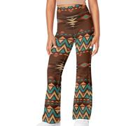 Renewold Southwestern Aztec Print Girls' Leggings Flare Pants Soft Stretchy High Waisted Bootcut Pants for Kids Child Yoga Dance Flared Leggings Bell Bottoms Activewear Size 13-14 Years