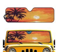 Renewold Tropical Coconut Tree Sunset Car Front Window Sun Shade Automotive Windshield Sunshade for Jeep Wrangler JK JKU JL 2/4 Door Gladiator JT 2020-2023 Auto Sun Visor Shield Accessories Interior