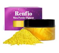 Renfio 100g Mica Powder Pigment, Metallic Natural Dye Mineral Pearl Shimmer Epoxy Resin Dye for Painting Soap Making Slime Bath Bombs 3.5 Oz - Yellow