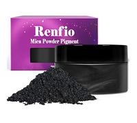 Renfio 100g Mica Powder Pigment Natural Fine Powdered Pigments Pearl Shimmer Epoxy Resin Dye for Painting Soap Making Slime Bath Bombs 3.5 Oz - Deep Black