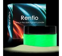 Renfio 3.5oz/100g Glow in The Dark Pigment Powder, Luminous Powder Resin Color Pigment, Fluorescent Pigment Dye for Epoxy Resin, Slime, Acrylic Paint, Nail, Fine Art - White to Green