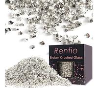 Renfio Broken Crushed Glass Glitter Shards Crush 2-4mm Irregular Small Metallic Chunky Chips 3.5 Oz (100g) High Luster Craft Sequins Gravel for DIY Phone Case Geode Coasters Ornament - Silver