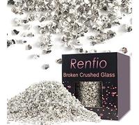 Renfio Broken Crushed Glass Glitter Shards Crush 2-4mm Irregular Small Metallic Chunky Chips 7 Oz (200g) High Luster Craft Sequins Gravel for DIY Phone Case Geode Coasters Ornament - Silver