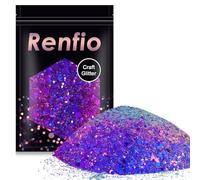 Renfio Chameleon Chunky Glitter Mixed Fine Powder Color Shift PET Flake Hexagon Glitters Sequins Resin Pigment Chips Dust for Slime Painting Craft Hair Body Beauty 1.75 Oz (50g) - Galaxy