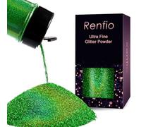 Renfio Holographic Ultra Fine Glitter Powder Metallic Resin Glitter 1.75 Oz (50g) PET Flakes Crafts Sequins 1/128" 0.008" 0.2mm Epoxy Chips Flakes for Tumblers Slime 1.75 Oz (50g) - Laser Green