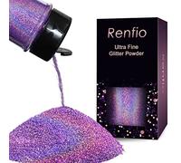 Renfio Holographic Ultra Fine Glitter Powder Metallic Resin Glitter 2.11 Oz (60g) PET Flakes Crafts Sequins 1/128" 0.008" 0.2mm Epoxy Chips Flakes for Tumblers Slime - Laser Light Purple