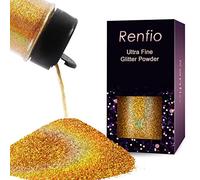 Renfio Holographic Ultra Fine Glitter Powder Metallic Resin Glitter 2.11 Oz (60g) PET Flakes Crafts Sequins 1/128" 0.008" 0.2mm Epoxy Chips Flakes for Tumblers Slime - Laser Gold