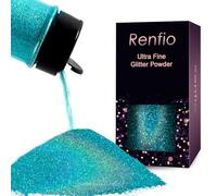 Renfio Holographic Ultra Fine Glitter Powder Metallic Resin Glitter 2.11 Oz (60g) PET Flakes Crafts Sequins 1/128" 0.008" 0.2mm Epoxy Chips Flakes for Tumblers Slime - Laser Light Blue