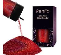 Renfio Holographic Ultra Fine Glitter Powder Metallic Resin Glitter 2.11 Oz (60g) PET Flakes Crafts Sequins 1/128" 0.008" 0.2mm Epoxy Chips Flakes for Tumblers Slime - Laser Wine Red