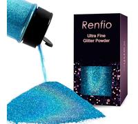Renfio Holographic Ultra Fine Glitter Powder Metallic Resin Glitter 2.11 Oz (60g) PET Flakes Crafts Sequins 1/128" 0.008" 0.2mm Epoxy Chips Flakes for Tumblers Slime - Laser Blue