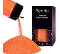 Renfio Iridescent Ultra Fine Glitter Powder 1.94 Oz (55g) Fluorescence Resin Supplies Glitters Flakes Crafts Sequins Epoxy Chips Flakes for Slime Painting Arts Holiday Decoration - Fluorescent Orange