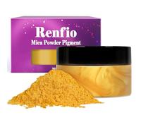 Renfio Mica Powder Pigment 3.5 Oz (100g) Natural Fine Powdered Pigments Pearl Shimmer Epoxy Resin Dye for Painting Soap Making Slime Bath Bombs - Light Gold