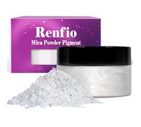 Renfio Mica Powder Pigment 3.5 Oz (100g) Natural Fine Powdered Pigments Pearl Shimmer Epoxy Resin Dye for Painting Soap Making Slime Bath Bombs - Pearl White