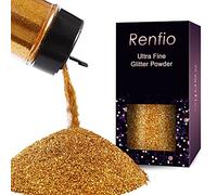 Renfio Ultra Fine Glitter Powder 1.75 Oz (50g) Metallic Resin Glitter Flakes Crafts Sequins Epoxy Chips Flakes for Tumblers Slime Painting Arts Nail Holiday Decoration - Deep Gold
