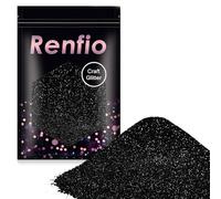 Renfio Ultra Fine Glitter Powder, 3.5 oz/100g Metallic Resin Suppies Black Glitter PET Flakes Crafts Sequins 1/128" 0.008" 0.02mm Epoxy Chips for Tumblers Slime Festival Decoration Gift Nail Art-Black