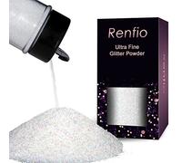 Renfio Ultra Fine Glitter Powder Metallic Resin Glitter 1.94 Oz (55g) Flakes Crafts Sequins Epoxy Chips Flakes for Tumblers Slime Painting Arts Nail Holiday Decoration - Colorful White