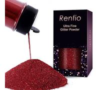 Renfio Ultra Fine Glitter Powder Metallic Resin Glitter 2.11 Oz (60g) Flakes Crafts Sequins Epoxy Chips Flakes for Tumblers Slime Painting Arts Nail Holiday Decoration - Cherry Blossom Red