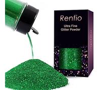 Renfio Ultra Fine Glitter Powder Metallic Resin Glitter 2.11 Oz (60g) Flakes Crafts Sequins Epoxy Chips Flakes for Tumblers Slime Painting Arts Nail Holiday Decoration - Grass Green