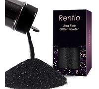 Renfio Ultra Fine Glitter Powder Metallic Resin Glitter 2.11 Oz (60g) Flakes Crafts Sequins Epoxy Chips Flakes for Tumblers Slime Painting Arts Nail Holiday Decoration - Deep Black