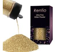 Renfio Ultra Fine Glitter Powder Metallic Resin Glitter 2.11 Oz (60g) Flakes Crafts Sequins Epoxy Chips Flakes for Tumblers Slime Painting Arts Nail Holiday Decoration - Champagne Gold