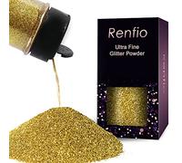 Renfio Ultra Fine Glitter Powder Metallic Resin Glitter 2.11 Oz (60g) Flakes Crafts Sequins Epoxy Chips Flakes for Tumblers Slime Painting Arts Nail Holiday Decoration - Golden