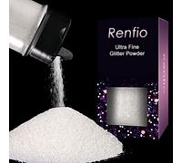 Renfio Ultra Fine Glitter Powder Metallic Resin Glitter 2.11 Oz (60g) PET Flakes Crafts Sequins 1/128" 0.008" 0.2mm Epoxy Chips Flakes for Tumblers Slime Decoration - Clear