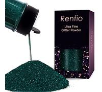 Renfio Ultra Fine Glitter Powder Metallic Resin Glitter 2.11 Oz (60g) PET Flakes Crafts Sequins 1/128" 0.008" 0.2mm Epoxy Chips Flakes for Tumblers Slime Decoration - Dark Green