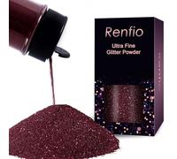 Renfio Ultra Fine Glitter Powder Metallic Resin Glitter Flakes Crafts Sequins Epoxy Chips Flakes for Tumblers Slime Painting Arts Nail Holiday Decoration 1.7 Oz (50g) - Coffee Red