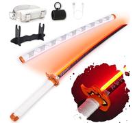 RENGENG Light Up Rengoku Sword, 40 Inches Rechargeable Plastic Anime Replica with Belt & Stand, Original Texture Anime Sword