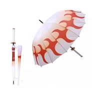 (Rengoku Kyoujurou) 100cm Demon Slayer Kimetsu No Yaiba Anime Peripherals Long Handle Sunny And Rainy Umbrella Samurai Knife Sword Weapon Parasol