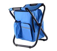 Rengu Backpack Cooler Chair Large Capacity Fishing Backpack Stool Lightweight Folding Beach Picnic Hiking Chair (Blue)