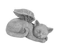 Rengue Pet Memorial Statue Pet Memorial Sculpture Garden Sculpture Hand Carved Sleeping Angel Outdoor Resin Figure with Sunproof for Loss Remembrance Grave Decor (Angel Cat)