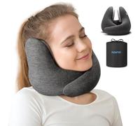 RENHPO Travel Pillow for Airplane, Memory Foam Neck Pillow Travel, Neck Pillow for Travel with Earmuffs, Travel Neck Pillows for Adults, Ergonomic Plane Pillow, Neck Support Travel Pillow with a Bag