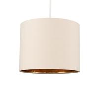 Reni Beige with Metallic Gold Inner Easy Fit Drum Ceiling Lamp Shade ValueLights Beige Medium