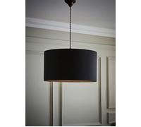Reni Black Fabric Easy Fit Drum Ceiling Lamp Shade ValueLights Black Medium