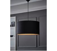 Reni Black Velvet Easy Fit Drum Ceiling Lamp Shade ValueLights Black Large