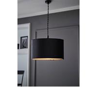 Reni Black Velvet Easy Fit Drum Ceiling Lamp Shade ValueLights Black Small