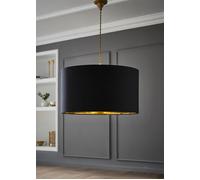 Reni Black with Metallic Gold Inner Easy Fit Drum Ceiling Lamp Shade ValueLights Black Large
