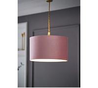 Reni Blush Pink Velvet Easy Fit Drum Ceiling Lamp Shade ValueLights Dusty Pink Small