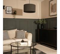 Reni Charcoal Grey Boucle Easy Fit Drum Ceiling Lamp Shade ValueLights Charcoal Large