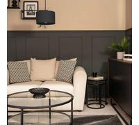 Reni Charcoal Grey Fabric Easy Fit Drum Ceiling Lamp Shade ValueLights Charcoal Large