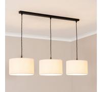 ValueLights | Reni Cream Boucle Drum Shade 3 Drop Bar Black Diner Ceiling Light with LED Bulbs | Shades, Home Décor & Improvement Essential | Included LED Bulb | Includes Full Wired Fitting