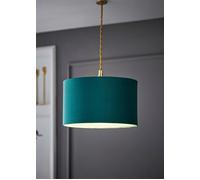 Reni Forest Green Velvet Easy Fit Drum Ceiling Lamp Shade ValueLights Bottle Green Large