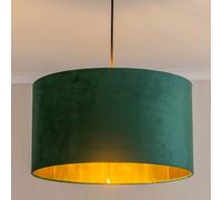 ValueLights | Reni Medium Pendant Shade with Green Velvet & Gold Inner | Shades, Home Décor & Improvement Essential | 350mm Shade Width