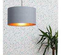 Reni Grey with Metallic Copper Inner Easy Fit Ceiling Lamp Shade ValueLights Pale Grey Large