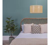 Reni Natural Wicker with White Trim Easy Fit Drum Ceiling Lamp Shade ValueLights Natural Large