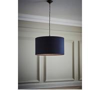 Reni Navy Blue Fabric Easy Fit Drum Ceiling Lamp Shade ValueLights Navy Medium